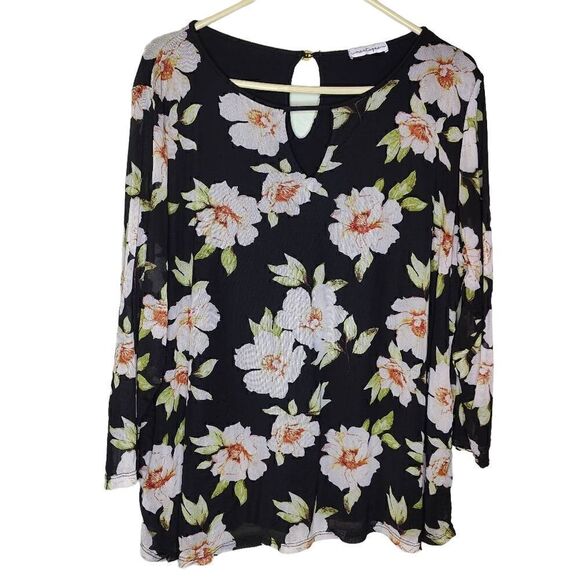 Floral Sheer Sleeve Blouse - Picture 1 of 7